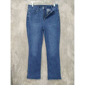 NYDJ Jeans Womens 8 Blue Denim Billie Mini Boot Cut High Rise Dark Wash Stretch